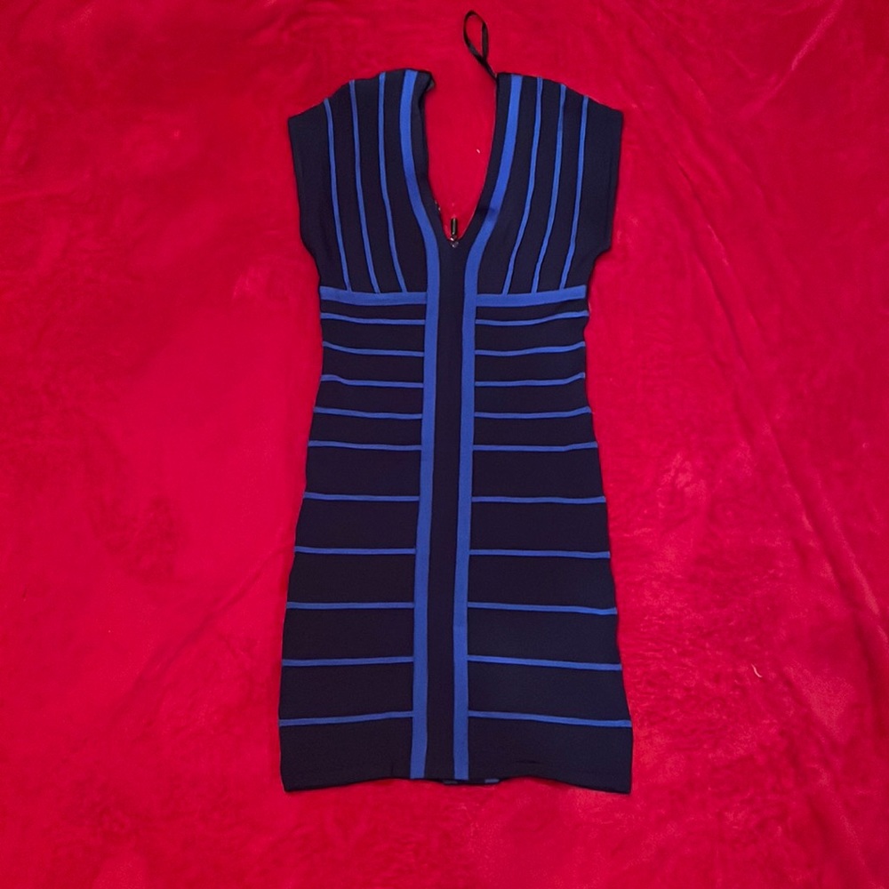 Blue and black striped BeBe dress